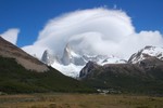 Le Cerro Fitz Roy emball de nuage.
Bijzondere wolkenformatie om de pieken van de Cerro Fitz Roy.