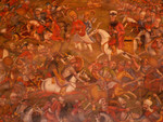 Fresque reprsentant la dfaite des perses contre les ottomans de Soleiman le magnifique dans le palais de Chehel Sotun, Esfahan