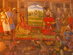 Fresque reprsentant la rception du roi indien par Shah Abbas dans le palais de Chehel Sotun 